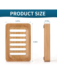 Plato de Jabón de Madera de Teca DEBETOOL - 2 Piezas 12.39x8.29cm 2