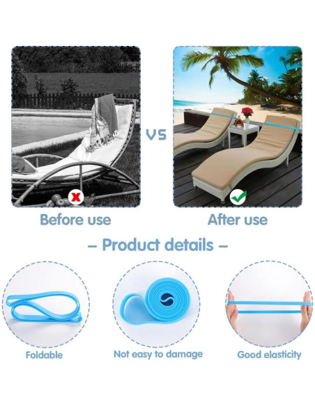 10 Bandas de Toalla de Playa Prudiut - Silicona Estirable 30 cm