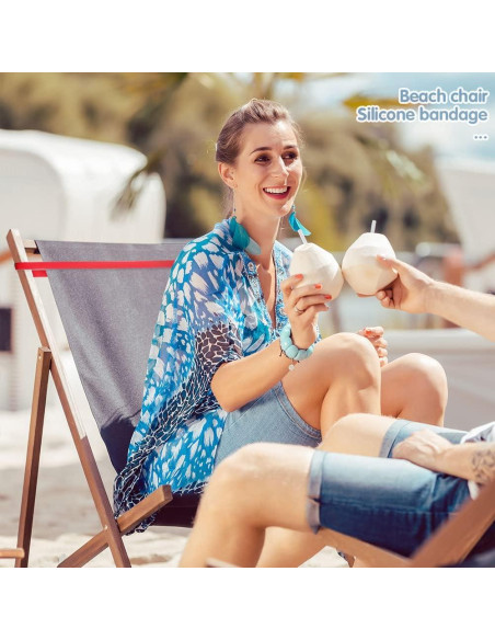 10 Bandas de Toalla de Playa Prudiut - Silicona Estirable 30 cm