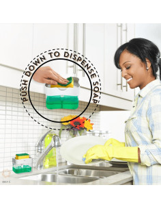 Dispensador de Jabón HEFA Blanco Nublado con Soporte para Esponja 2