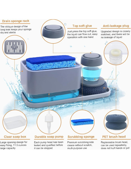 Dispensador de Jabón para Platos HvOvMvE 11.5 oz con Soporte