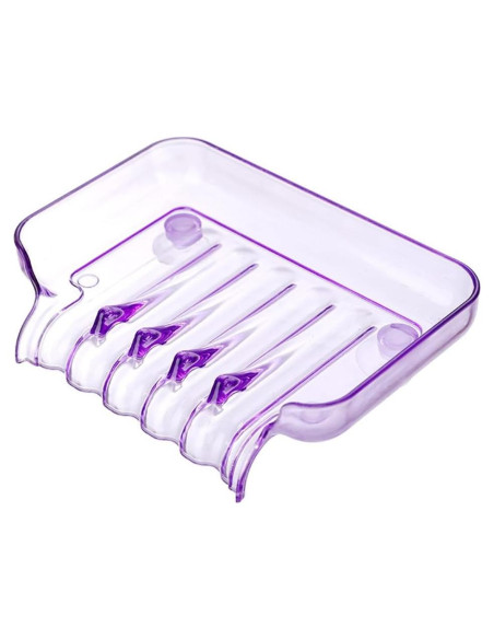 Plato de Jabón Rectangular WELANGBN Morado 13x9.5cm con Ventosas