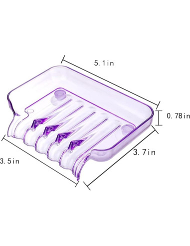 Plato de Jabón Rectangular WELANGBN Morado 13x9.5cm con Ventosas