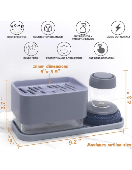 Dispensador de Jabón para Platos HvOvMvE 11.5 oz con Soporte