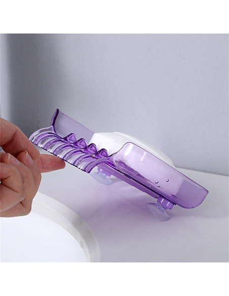 Plato de Jabón Rectangular WELANGBN Morado 13x9.5cm con Ventosas