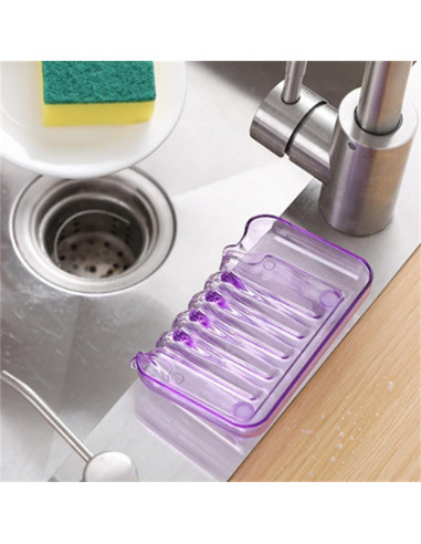 Plato de Jabón Rectangular WELANGBN Morado 13x9.5cm con Ventosas