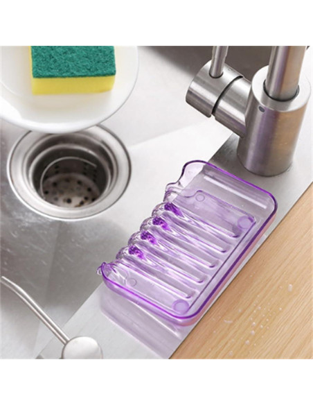 Plato de Jabón Rectangular WELANGBN Morado 13x9.5cm con Ventosas
