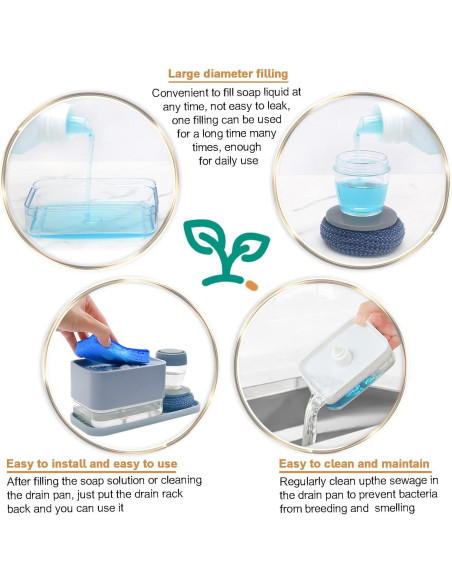 Dispensador de Jabón para Platos HvOvMvE 11.5 oz con Soporte