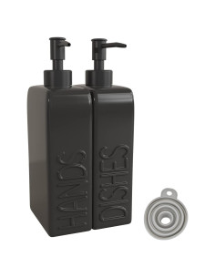 Juego de dispensadores de jabón cerámica Karisky 2 piezas negro
