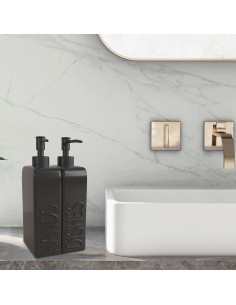 Juego de dispensadores de jabón cerámica Karisky 2 piezas negro 2