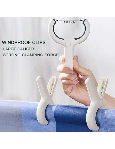 Clips de Toalla de Playa Extra Grande Qgond - 9 Piezas Caqui/Azul