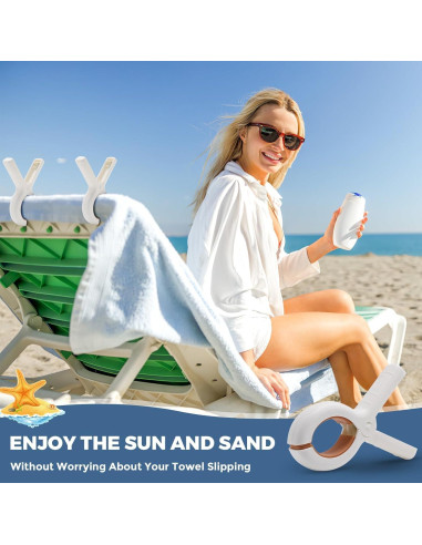 Clips de Toalla de Playa Extra Grande Qgond - 9 Piezas Caqui/Azul