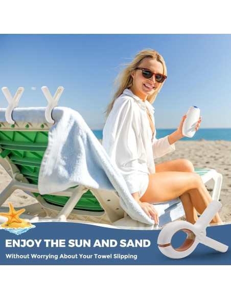 Clips de Toalla de Playa Extra Grande Qgond - 9 Piezas Caqui/Azul