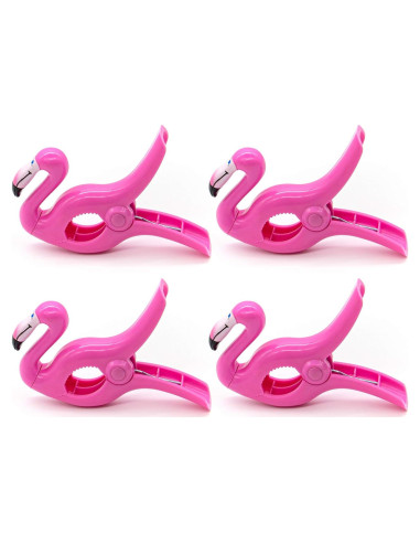 Clips de Toalla AUEAR Flamingo Rosa - Paquete de 4, 13cm