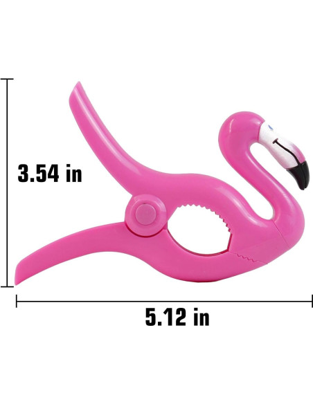 Clips de Toalla AUEAR Flamingo Rosa - Paquete de 4, 13cm