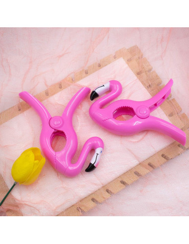 Clips de Toalla AUEAR Flamingo Rosa - Paquete de 4, 13cm