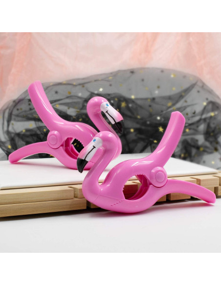 Clips de Toalla AUEAR Flamingo Rosa - Paquete de 4, 13cm