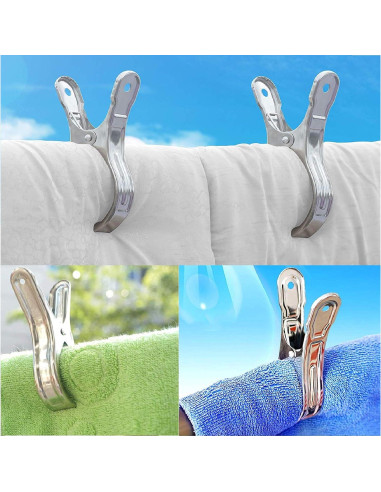 Paquete de 8 pinzas de acero inoxidable Newraturner 11.9 cm