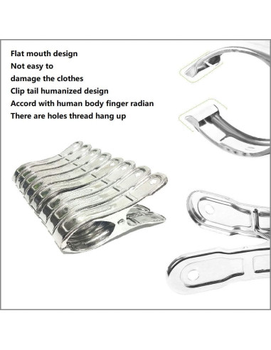 Paquete de 8 pinzas de acero inoxidable Newraturner 11.9 cm