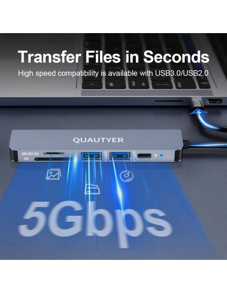 Adaptador Multiport USB C QUAUTYER para MacBook 4K HDMI