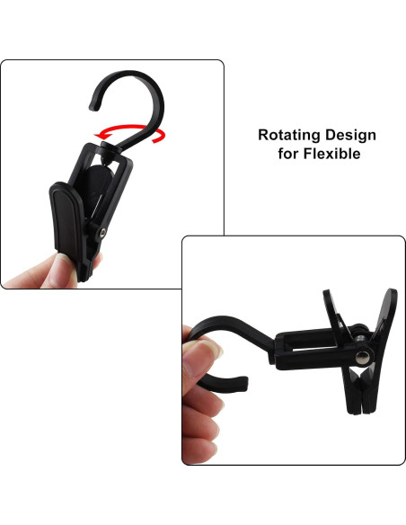 20 Ganchos Giratorios para Ropa Jiozermi - Plástico Negro