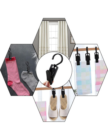 20 Ganchos Giratorios para Ropa Jiozermi - Plástico Negro