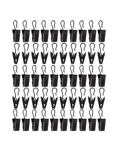 50 Clips de Cortina de Acero Inoxidable ShangTianFeng Negros