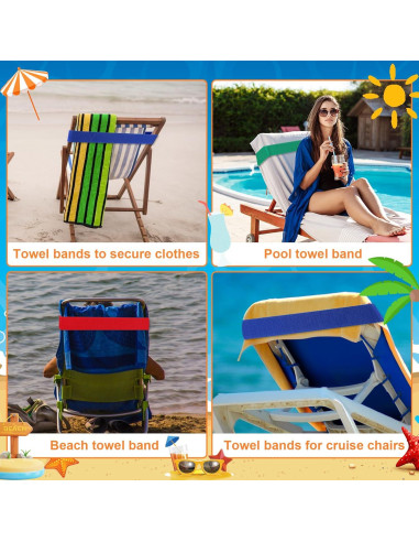 Paquete de 6 bandas elásticas para toallas de playa Lnngub 40x4 cm