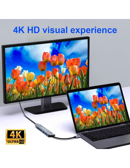 Adaptador Multiport USB C QUAUTYER para MacBook 4K HDMI