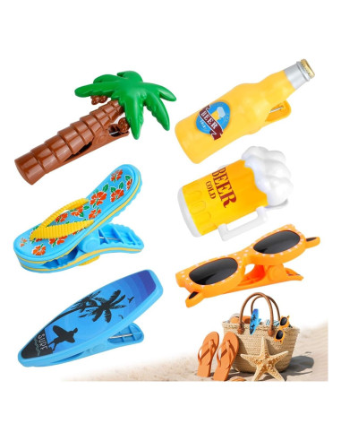 6 Clips para Toallas de Playa DIBALIYI Multicolor Antideslizantes
