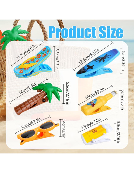 6 Clips para Toallas de Playa DIBALIYI Multicolor Antideslizantes