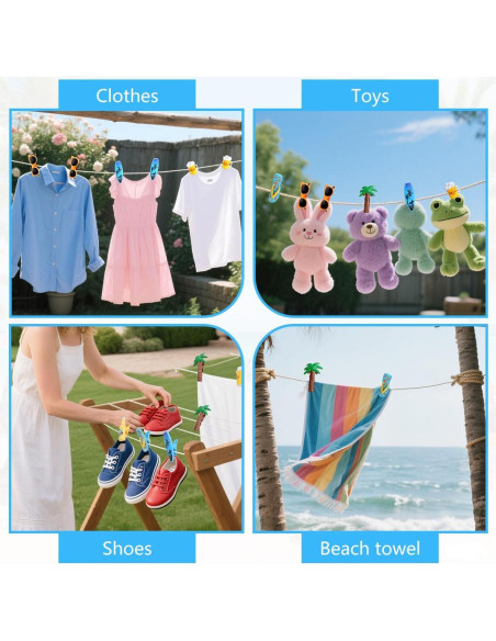 6 Clips para Toallas de Playa DIBALIYI Multicolor Antideslizantes