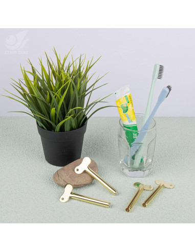 Juego de 4 Dispensadores de Pasta de Dientes Zona Azure Acero Inoxidable Dorado