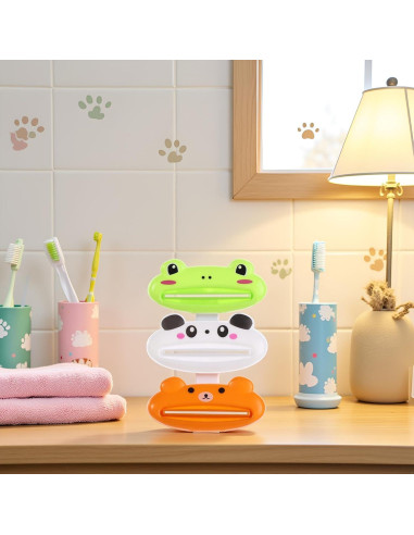 Juego de 3 exprimidores de pasta de dientes animalitos PurYupearl