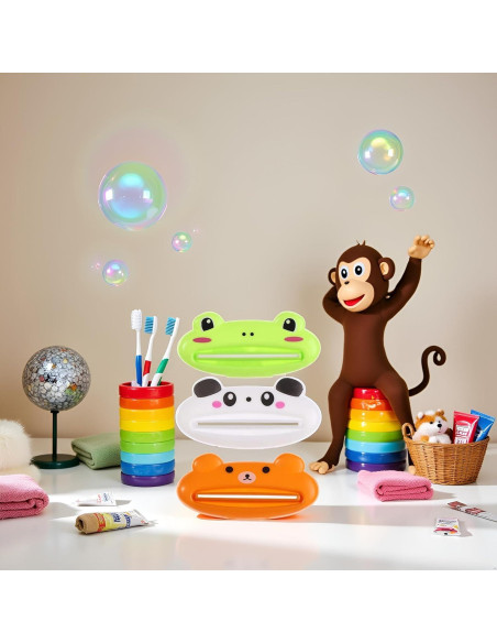 Juego de 3 exprimidores de pasta de dientes animalitos PurYupearl