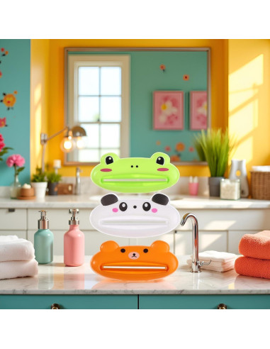 Juego de 3 exprimidores de pasta de dientes animalitos PurYupearl