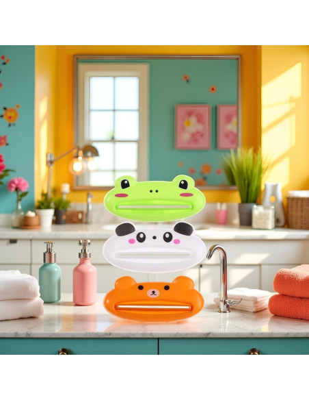 Juego de 3 exprimidores de pasta de dientes animalitos PurYupearl