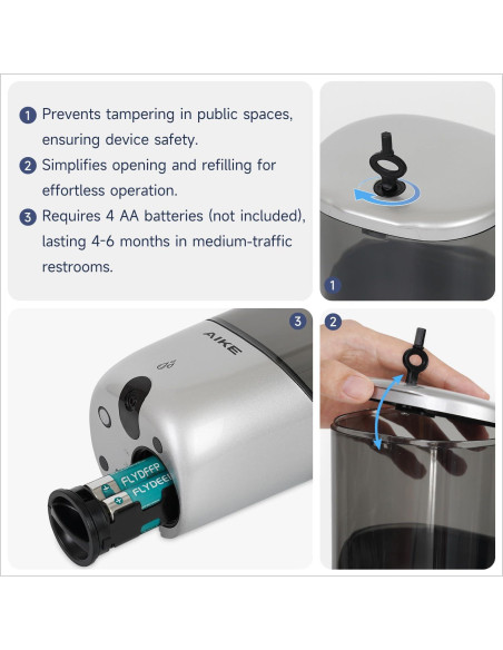 Dispensador Automático de Jabón AIKE AK1216 700ml Plata