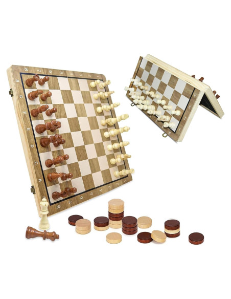 Juego de Ajedrez y Damas Magnético Castle Premium 38.1 cm