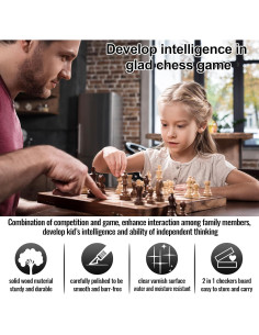 Juego de Ajedrez y Damas Magnético QUMMFA 2 en 1 Plegable 2