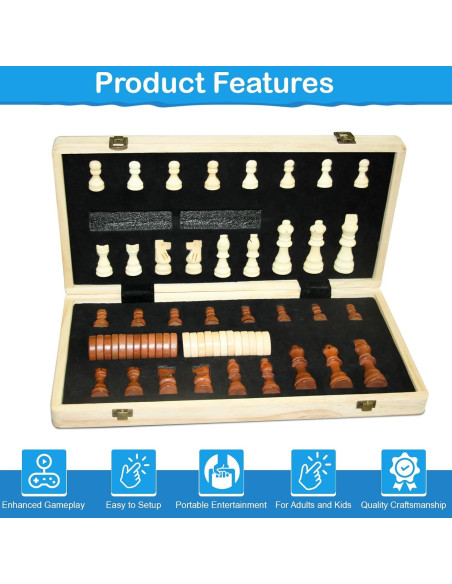 Juego de Ajedrez y Damas Magnético Castle Premium 38.1 cm