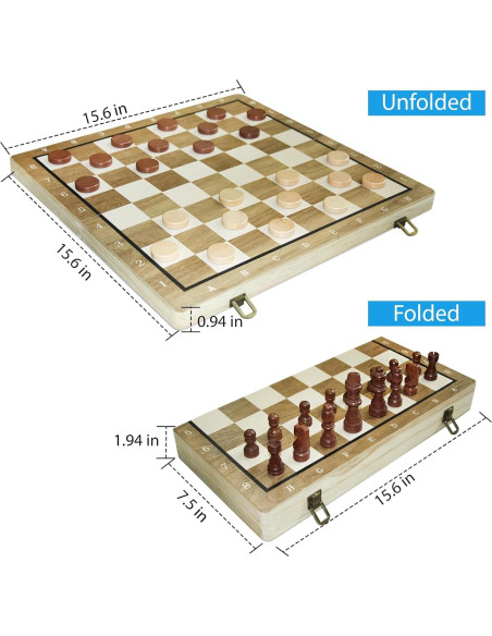 Juego de Ajedrez y Damas Magnético Castle Premium 38.1 cm