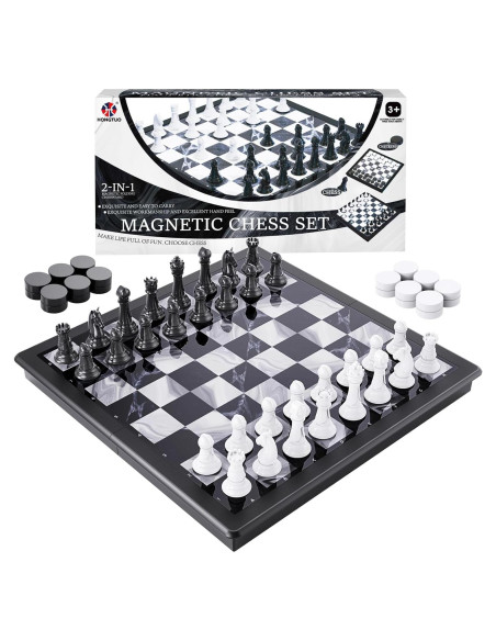 Juego de Ajedrez y Damas Magnéticas 2-en-1 HONGTUO 33 cm