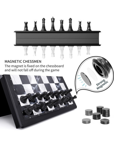 Juego de Ajedrez y Damas Magnéticas 2-en-1 HONGTUO 33 cm