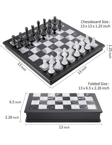 Juego de Ajedrez y Damas Magnéticas 2-en-1 HONGTUO 33 cm