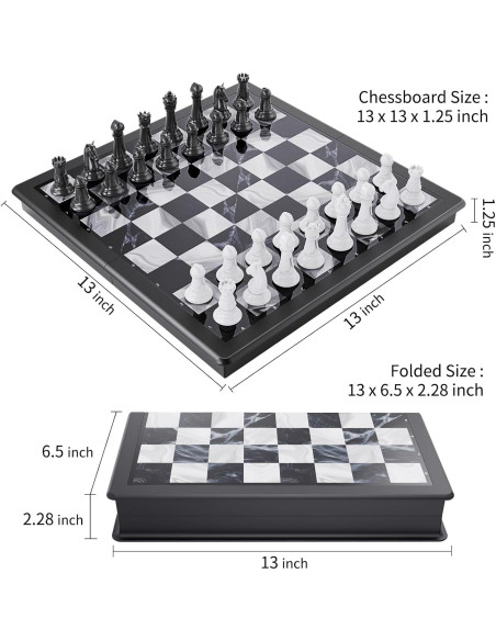 Juego de Ajedrez y Damas Magnéticas 2-en-1 HONGTUO 33 cm