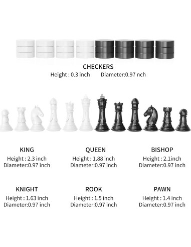 Juego de Ajedrez y Damas Magnéticas 2-en-1 HONGTUO 33 cm