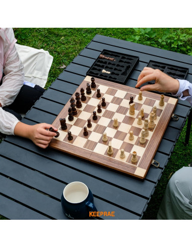 Juego de Ajedrez Magnético de Madera KEEPRAE 15" Plegable