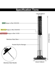Medidor de Profundidad de Banda de Rodadura GODESON 0-2.54cm 2
