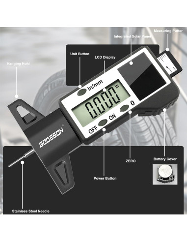 Medidor Digital de Profundidad de Banda de Rodadura GODESON